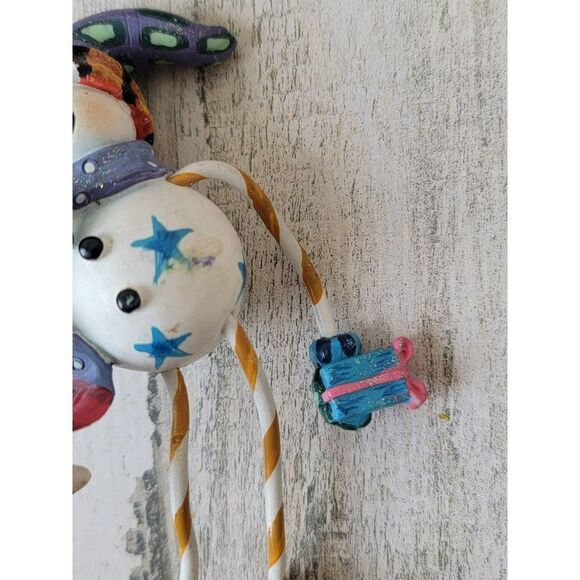 Snowman glitter present AS IS candy cane bow star ornament Xmas - Picture 6 of 11